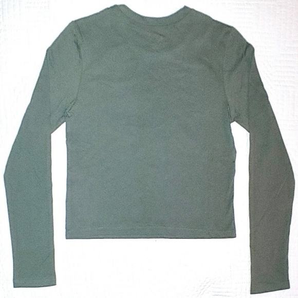 Wild Fable Lightweight Olive Long Sleeve Crop T-Shirt X-Small - Picture 2 of 3